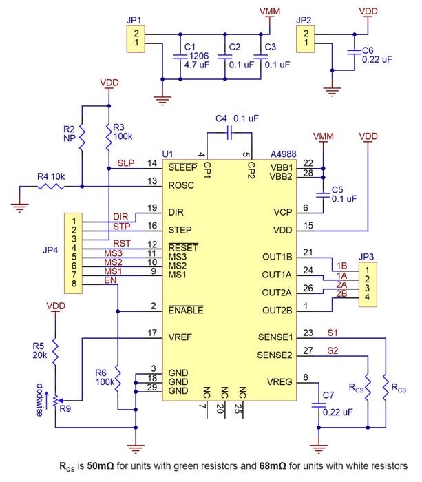 A4988 Stepper Motor Driver Carrier, Black Edition (Header Pins Soldered)