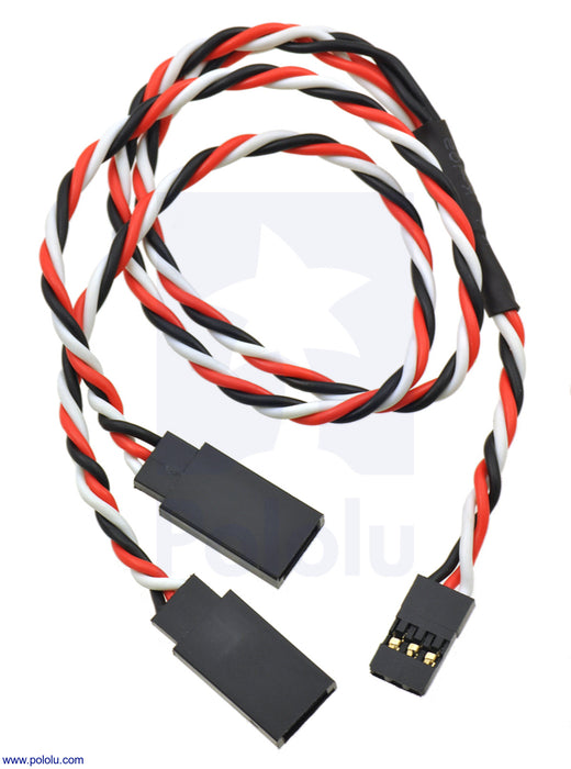 Twisted Servo Y Splitter Cable 12" Female - 2x Male