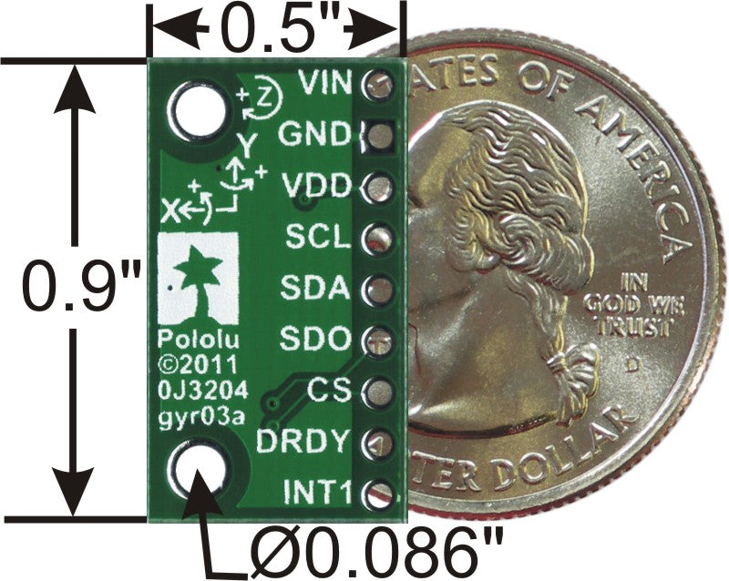 L3GD20 3-Axis Gyro Carrier with Voltage Regulator