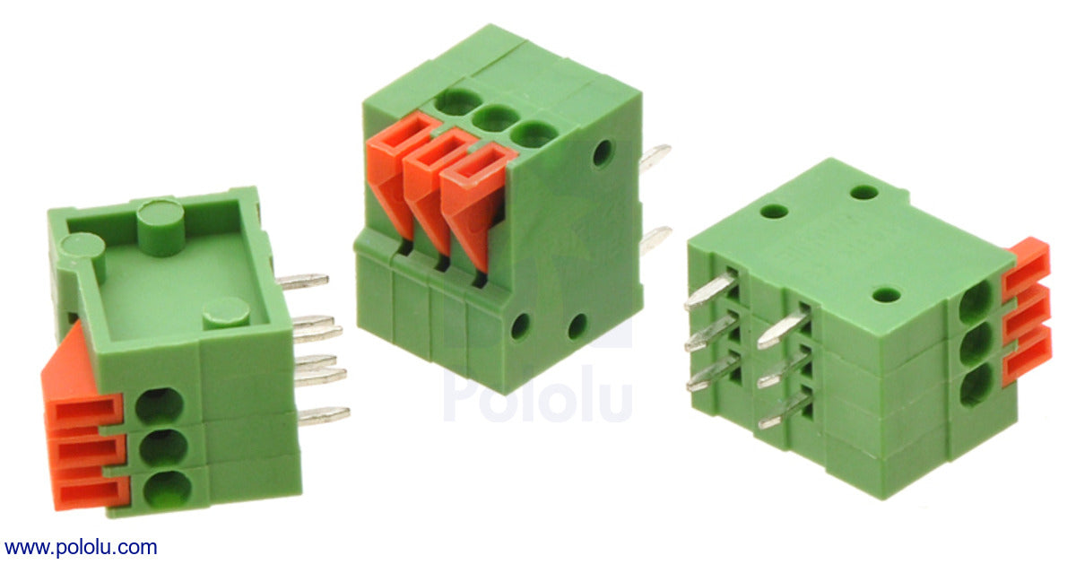 Screwless Terminal Block: 3-Pin, 0.1″ Pitch, Side Entry (3-Pack)