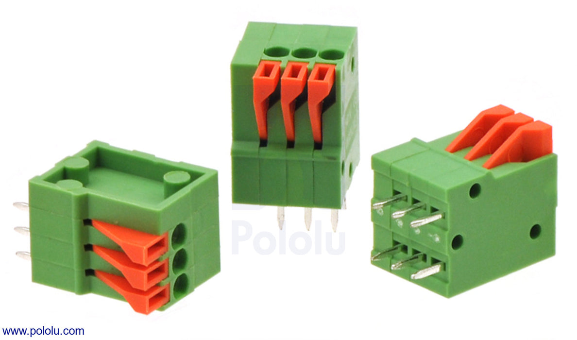 Screwless Terminal Block: 3-Pin, 0.1″ Pitch, Top Entry (3-Pack)