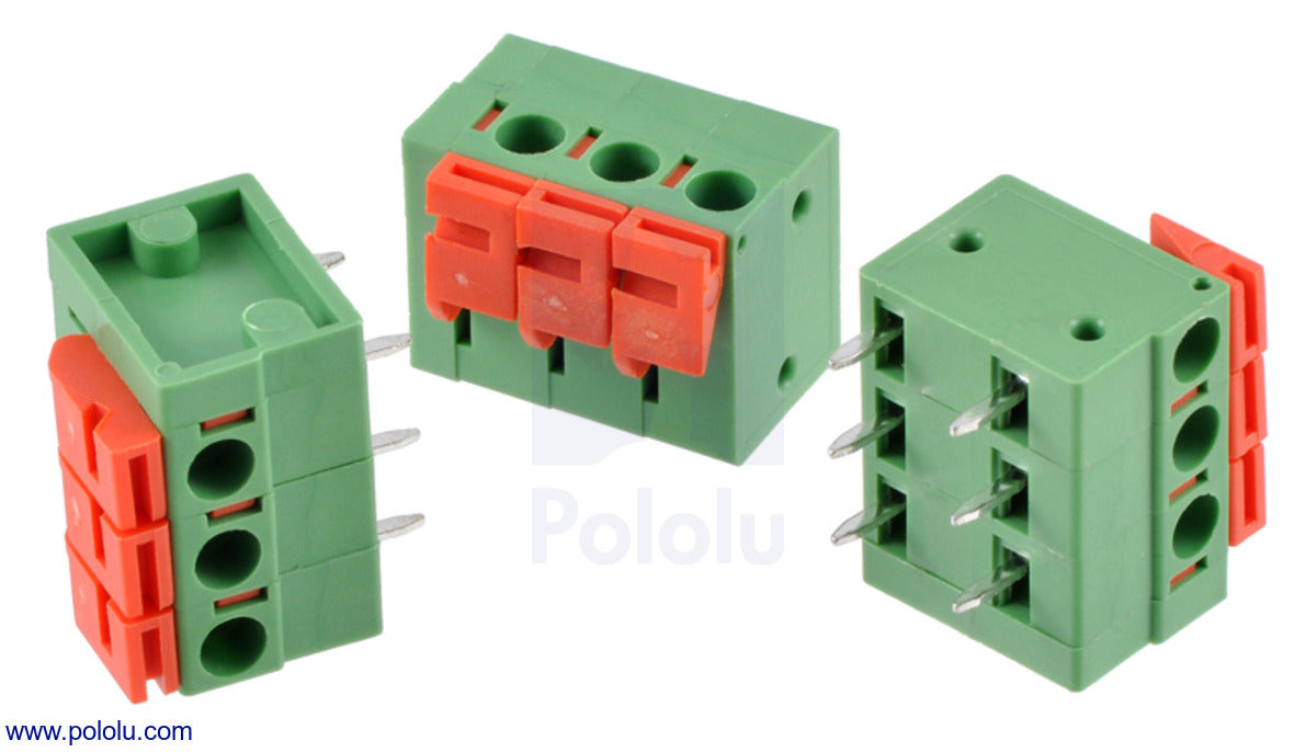 Screwless Terminal Block: 3-Pin, 0.2″ Pitch, Side Entry (3-Pack)