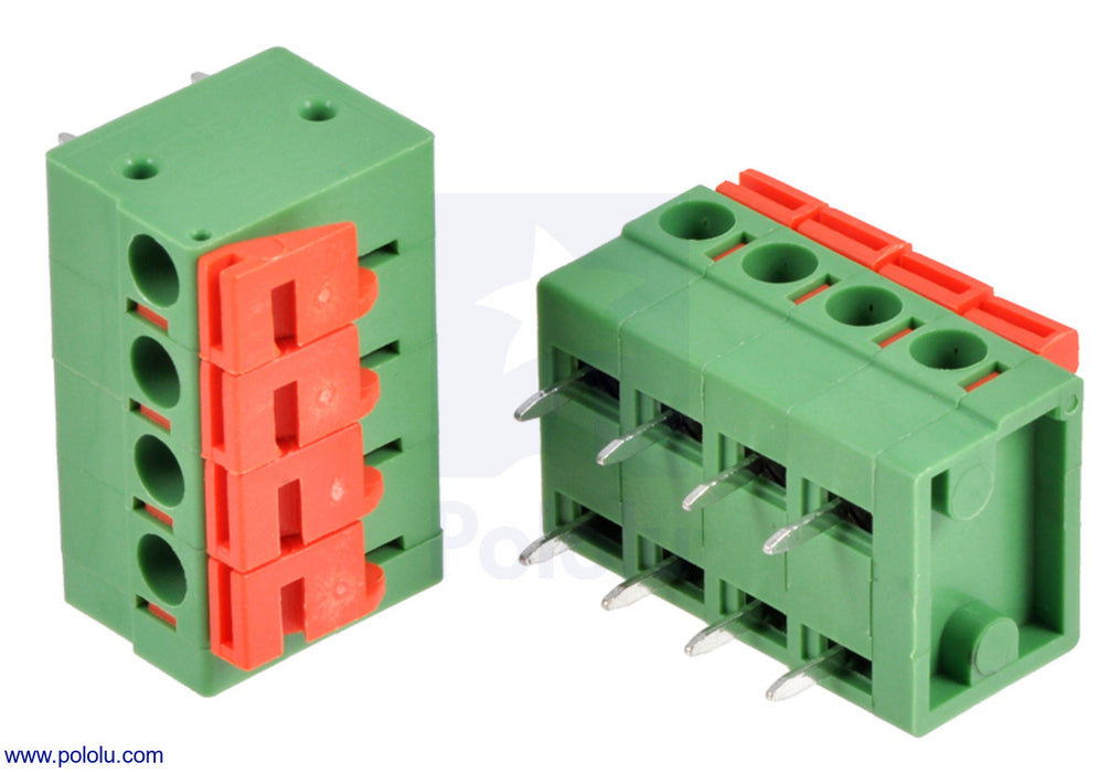 Screwless Terminal Block: 4-Pin, 0.2" Pitch, Side Entry (2-Pack)