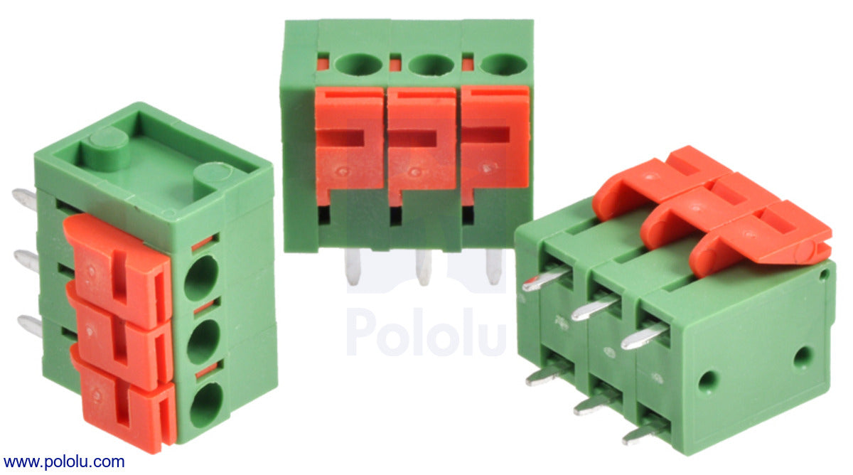 Screwless Terminal Block: 3-Pin, 0.2″ Pitch, Top Entry (3-Pack)