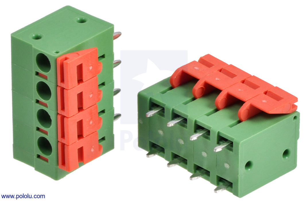 Screwless Terminal Block: 4-Pin, 0.2″ Pitch, Top Entry (2-Pack)