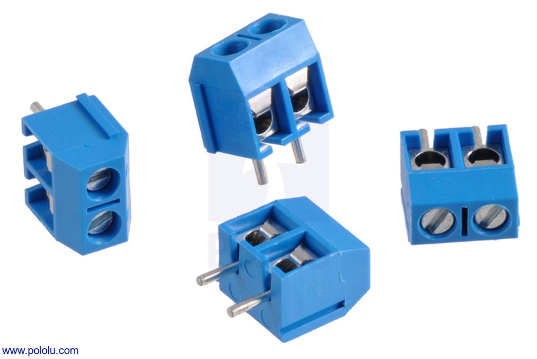 Screw Terminal Block: 2-Pin, 5 mm Pitch, Side Entry (4-Pack)