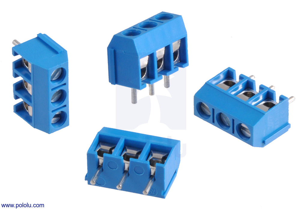 Screw Terminal Block: 3-Pin, 5 mm Pitch, Side Entry (4-Pack)