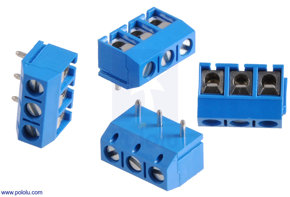 Screw Terminal Block: 3-Pin, 5mm Pitch, Top Entry (4-Pack) — Robot Italy