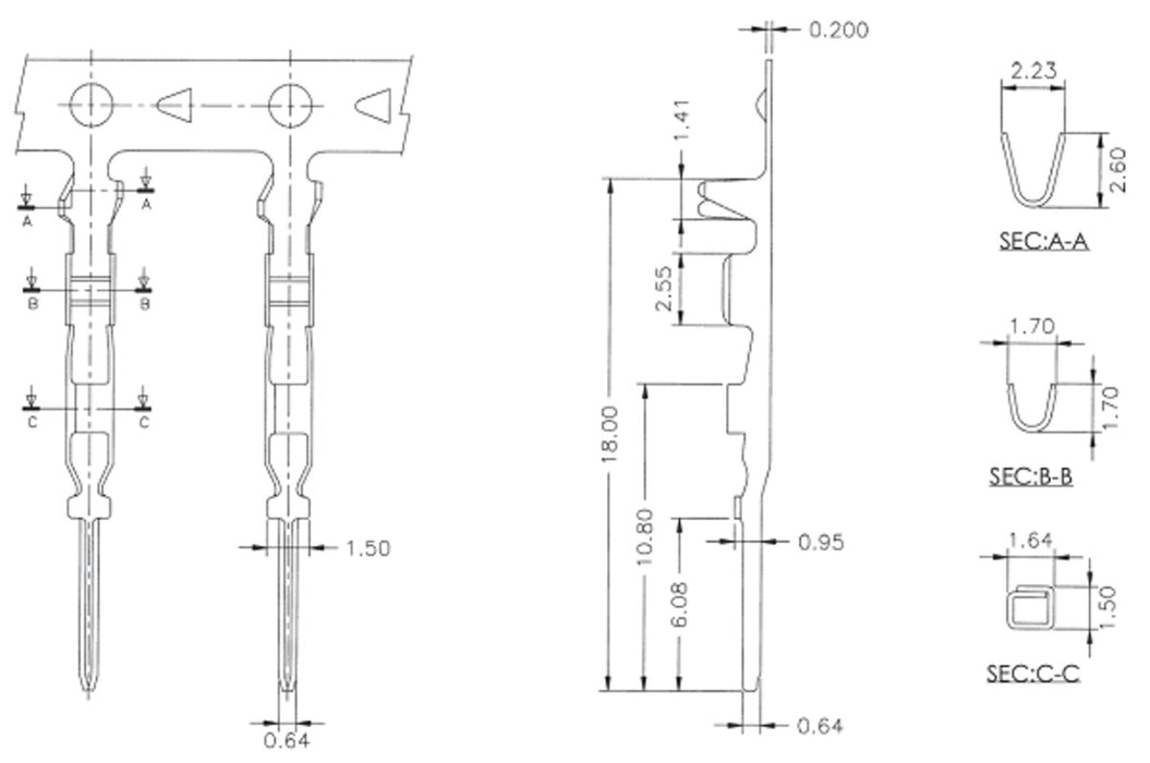 Male Crimp Pins for 0.1" Housings 100-Pack