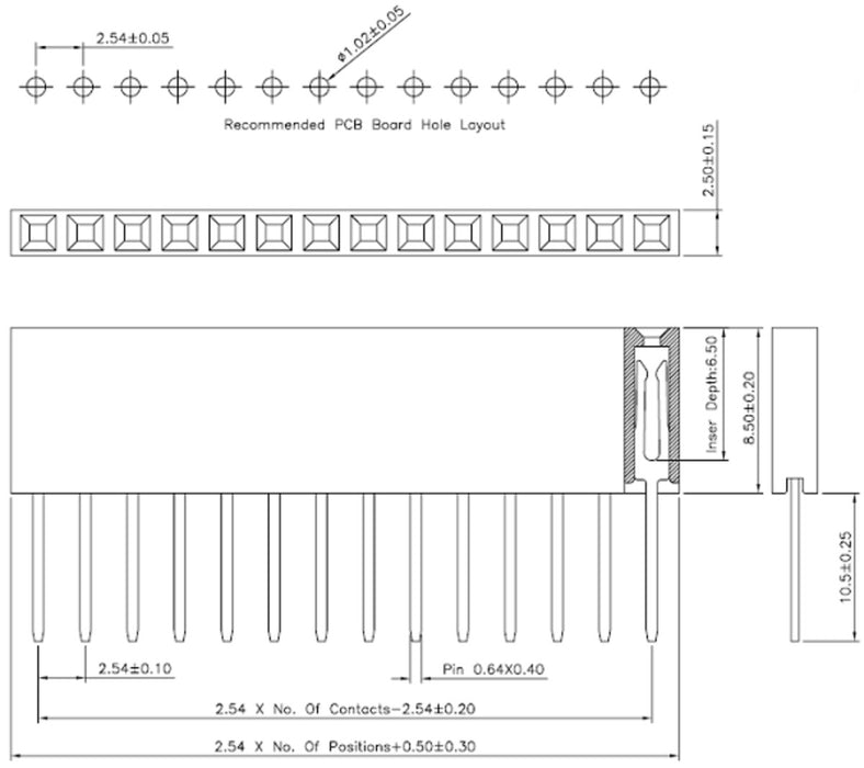 Stackable 0.100" Female Header Set for Arduino Shields