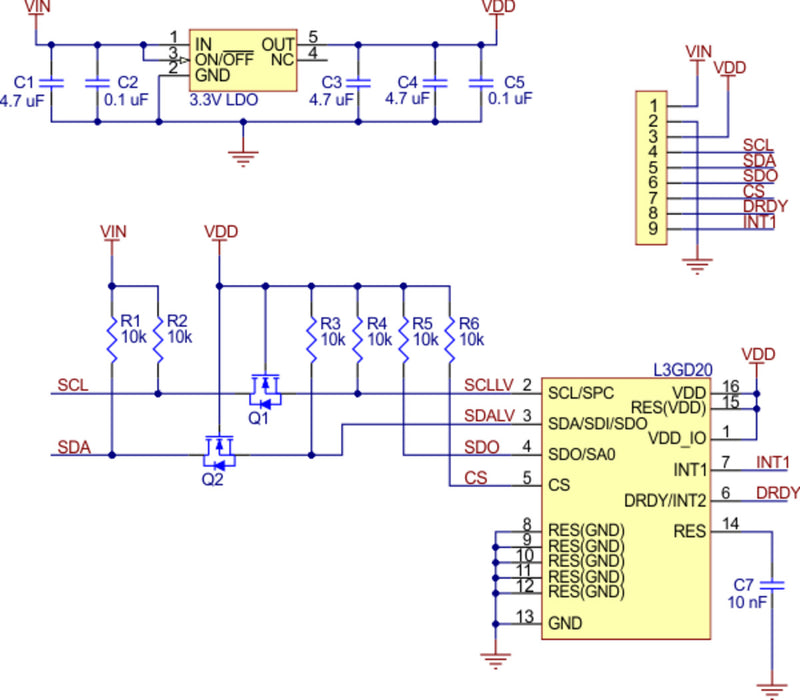 L3GD20 3-Axis Gyro Carrier with Voltage Regulator
