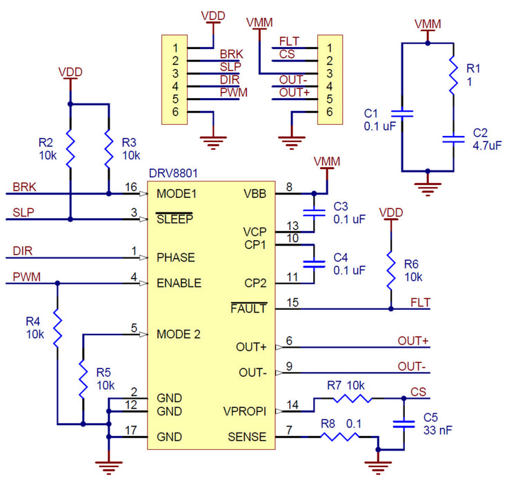 DRV8801 Single Brushed DC Motor Driver Carrier