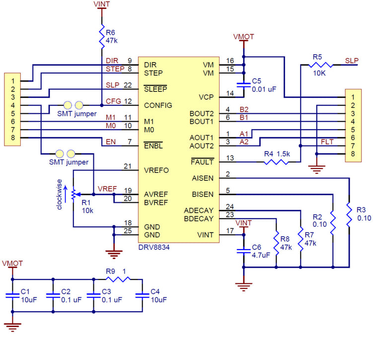 DRV8834 Low-Voltage Stepper Motor Driver Carrier (Header Pins Soldered)