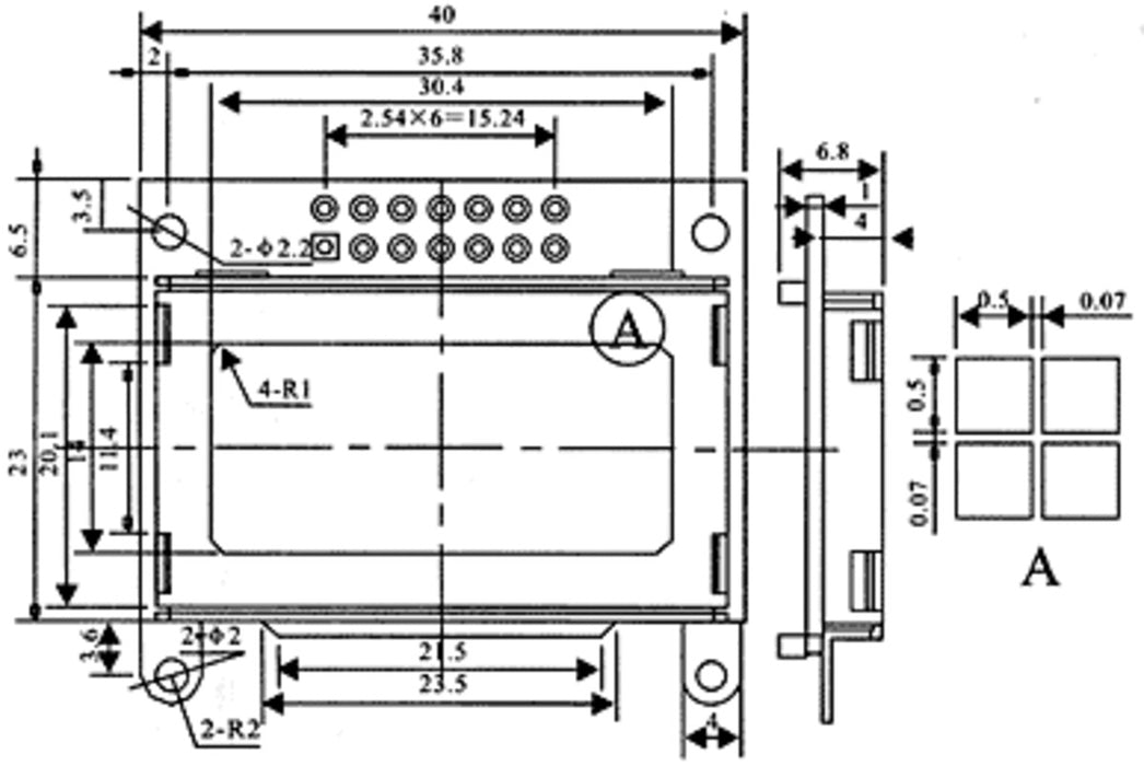 8×2 Character LCD - Black Bezel (Parallel Interface)