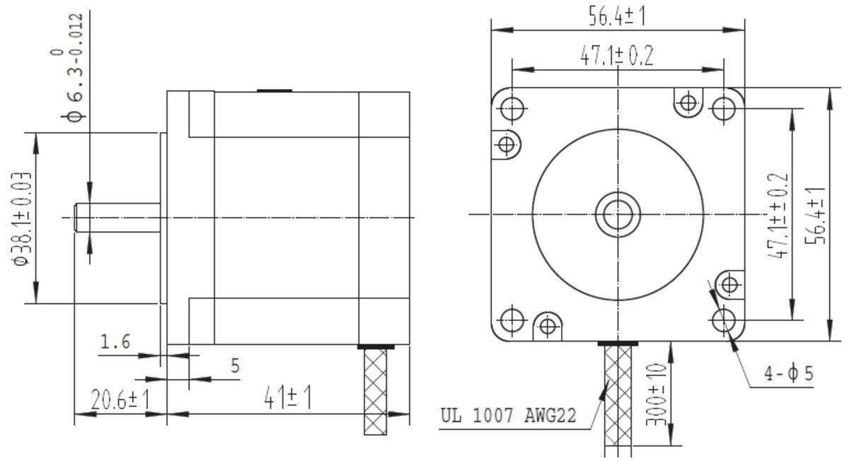 Stepper Motor: Unipolar/Bipolar, 200 Steps/Rev, 57×41mm, 5.7V, 1 A/Phase