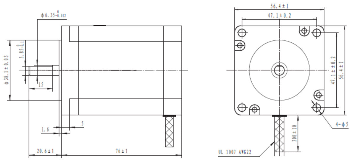 Stepper Motor: Bipolar, 200 Steps/Rev, 57×76mm, 3.2V, 2.8 A/Phase