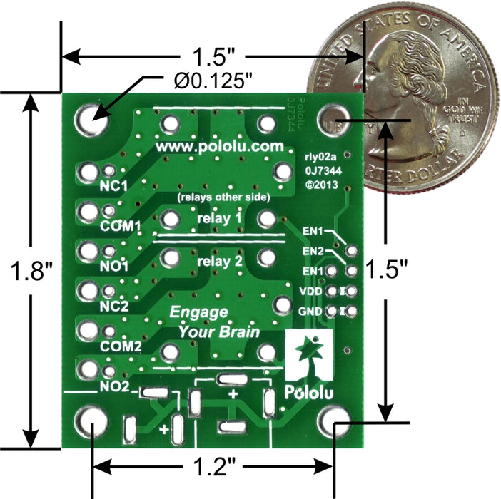 Pololu Basic 2-Channel SPDT Relay Carrier for "Sugar Cube" Relays