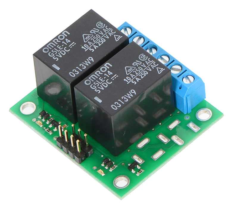 Pololu Basic 2-Channel SPDT Relay Carrier with 12VDC Relays (Assembled)