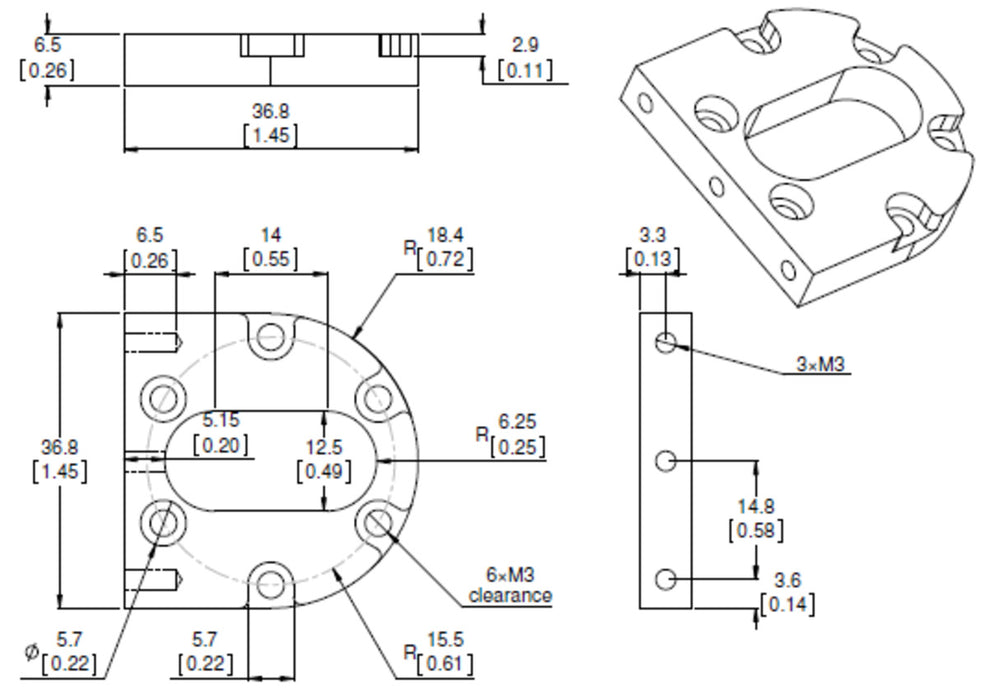 Pololu Machined Aluminum Bracket for 37D mm Metal Gearmotors