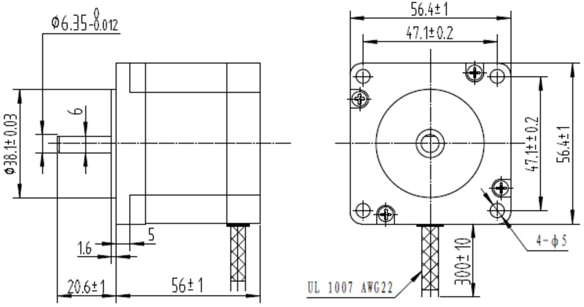 Stepper Motor: Bipolar, 200 Steps/Rev, 57×56mm, 2.5V, 2.8 A/Phase