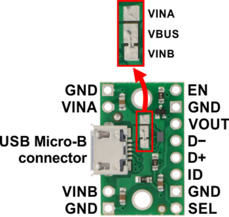 FPF1320 Power Multiplexer Carrier with USB Micro-B Connector