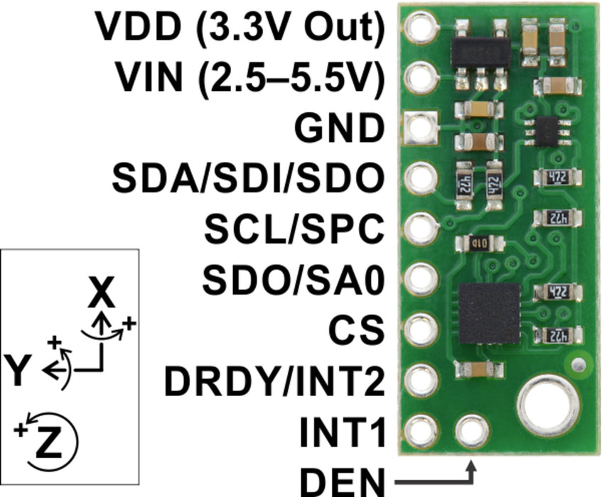 L3GD20H 3-Axis Gyro Carrier with Voltage Regulator