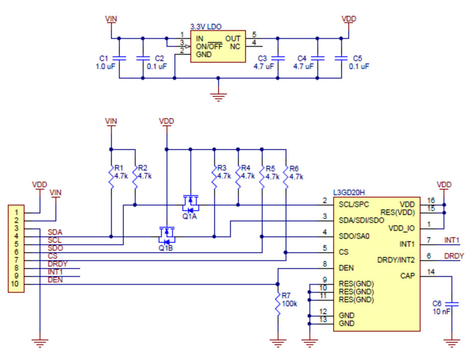 L3GD20H 3-Axis Gyro Carrier with Voltage Regulator