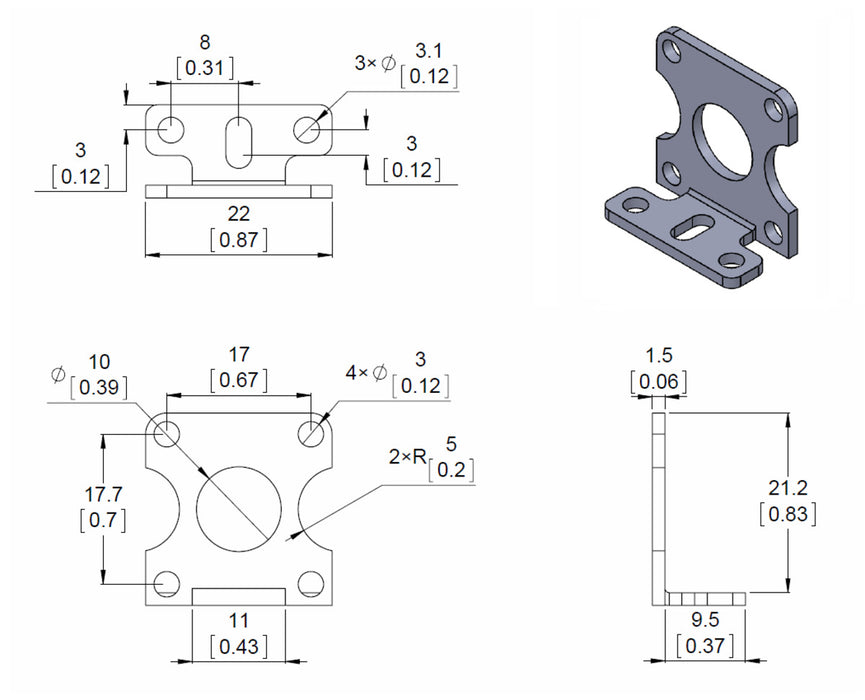 Pololu Stamped Aluminum L-Bracket Pair for Plastic Gearmotors