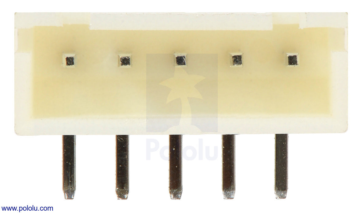 2.5 mm JST XH-Style Shrouded Male Connector: 5-Pin, Right Angle (2-Pack)