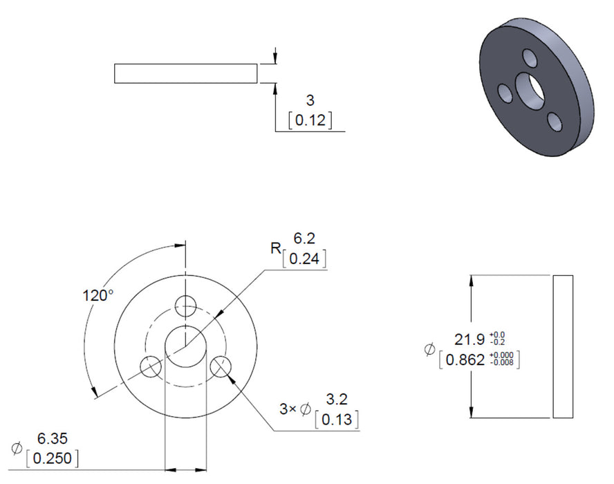 Pololu Aluminum Scooter Wheel Adapter for 4mm Shaft