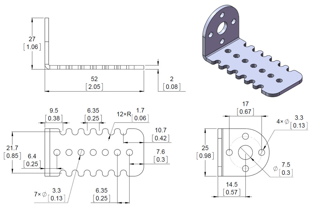 Pololu 25D mm Metal Gearmotor Bracket Pair