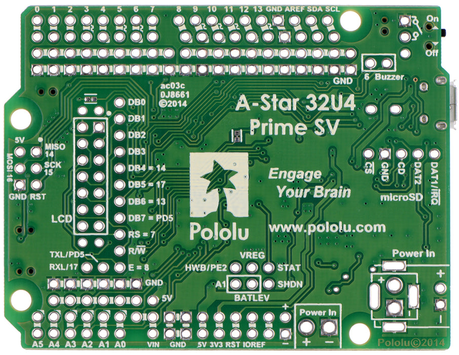 A-Star 32U4 Prime SV microSD (SMT Components Only)