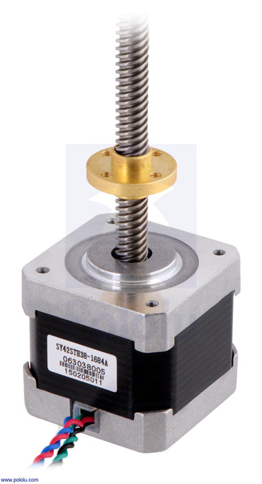 Stepper Motor with 38cm Lead Screw: Bipolar, 200 Steps/Rev, 42×38mm, 2.8V, 1.7 A/Phase