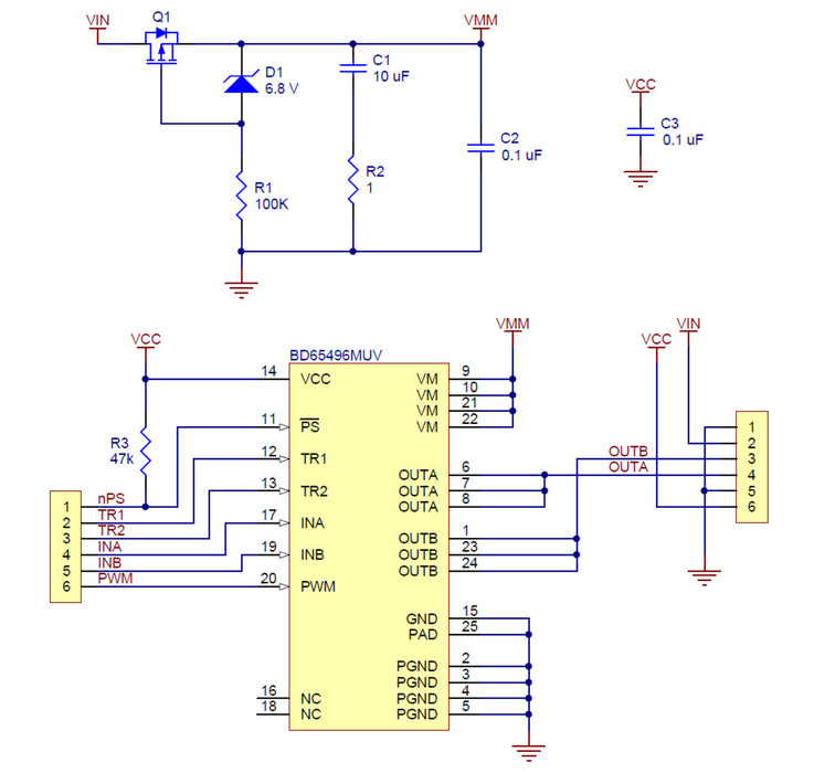 BD65496MUV Single Brushed DC Motor Driver Carrier