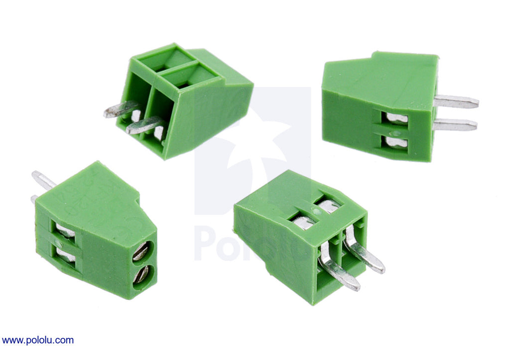 Screw Terminal Block: 2-Pin, 0.1″ Pitch, Side Entry (4-Pack)