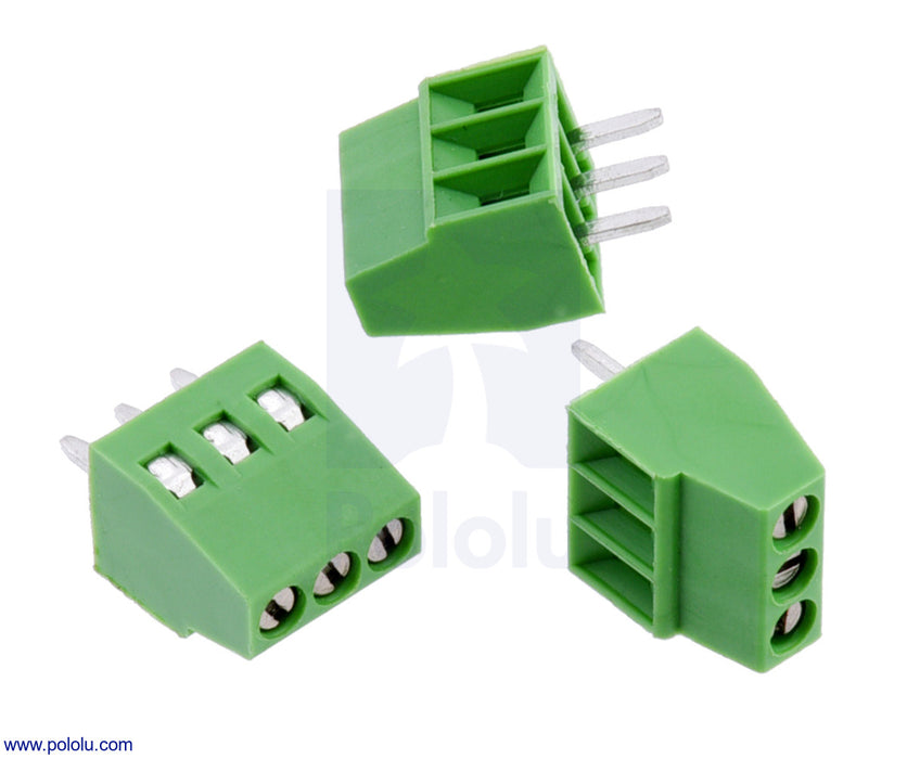 Screw Terminal Block: 3-Pin, 0.1″ Pitch, Side Entry (3-Pack)