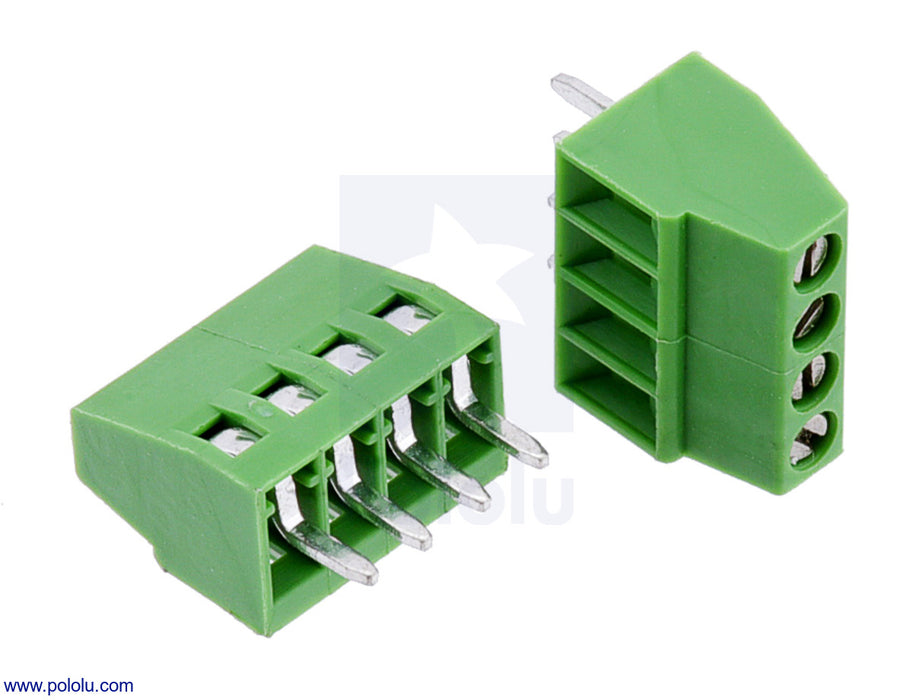 Screw Terminal Block: 4-Pin, 0.1″ Pitch, Side Entry (2-Pack)