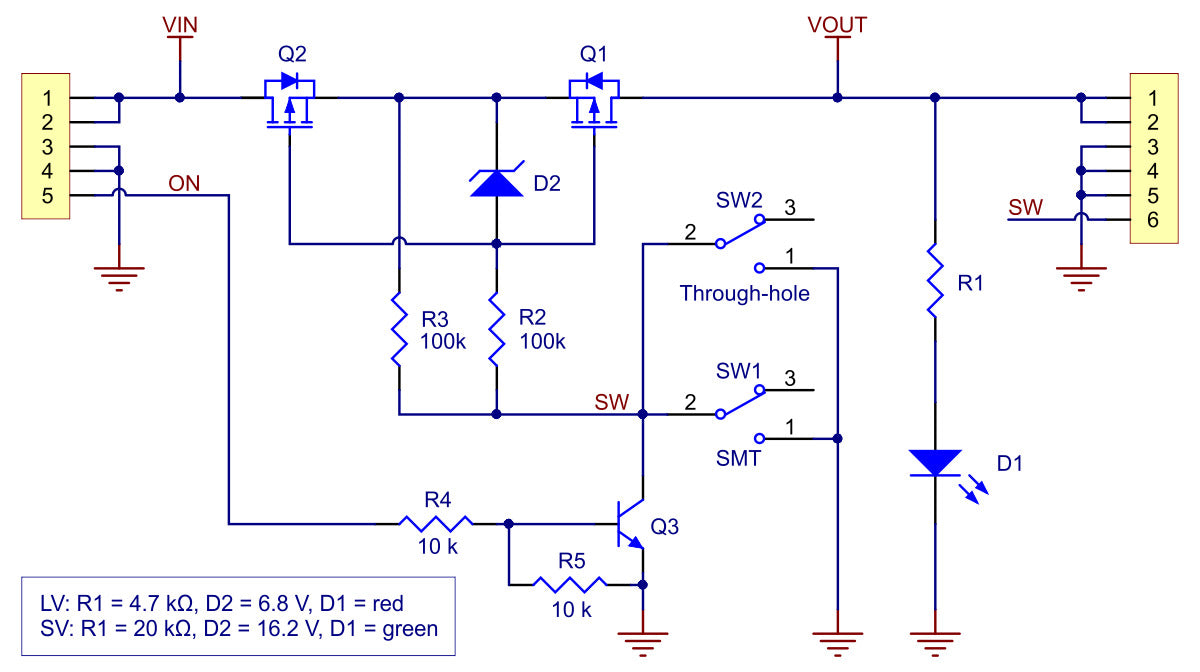 Mini MOSFET Slide Switch with Reverse Voltage Protection, SV