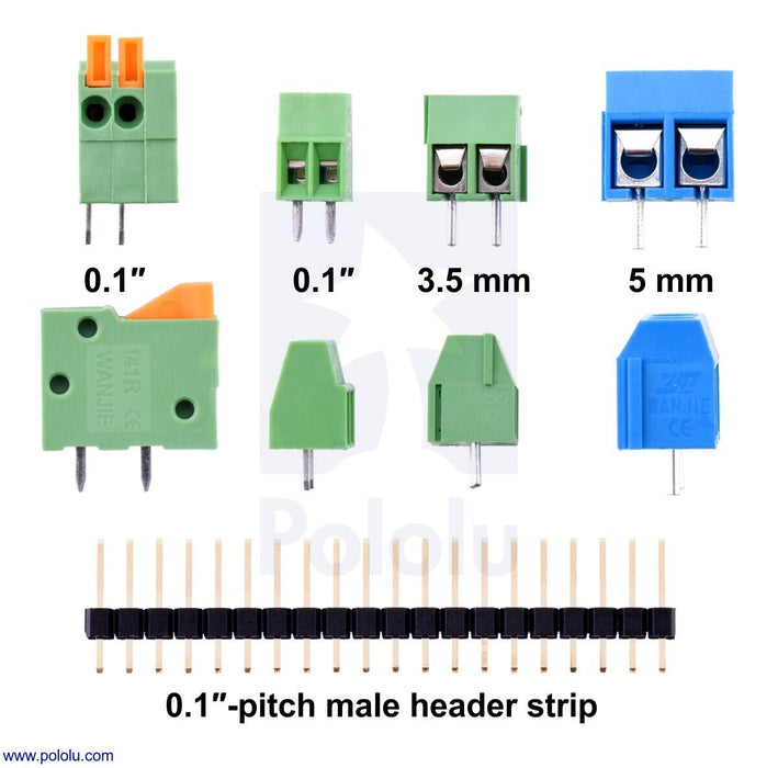 Screw Terminal Block: 2-Pin, 5mm Pitch, Top Entry (4-Pack)