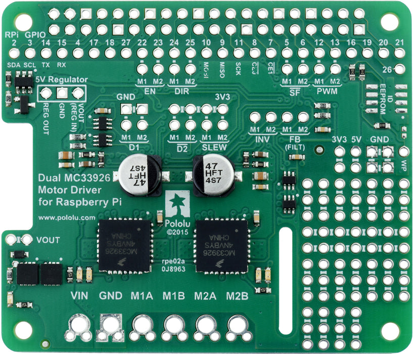 Pololu Dual MC33926 Motor Driver for Raspberry Pi (Assembled)