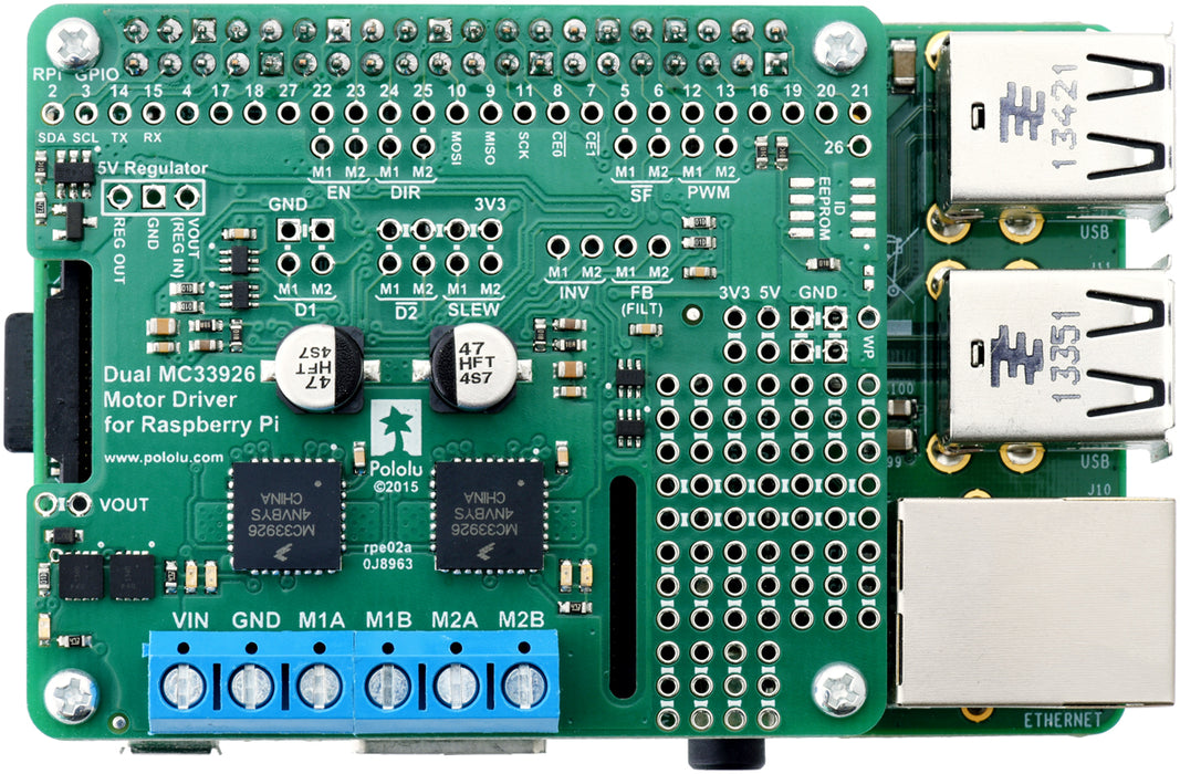 Pololu Dual MC33926 Motor Driver for Raspberry Pi (Assembled)