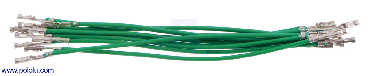 Wires with Pre-Crimped Terminals 10-Pack F-F 3" Green