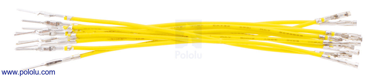 Wires with Pre-Crimped Terminals 10-Pack M-F 3" Yellow