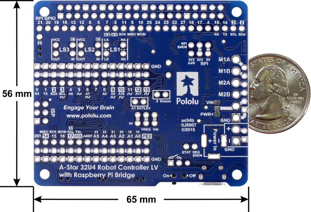 A-Star 32U4 Robot Controller LV with Raspberry Pi Bridge