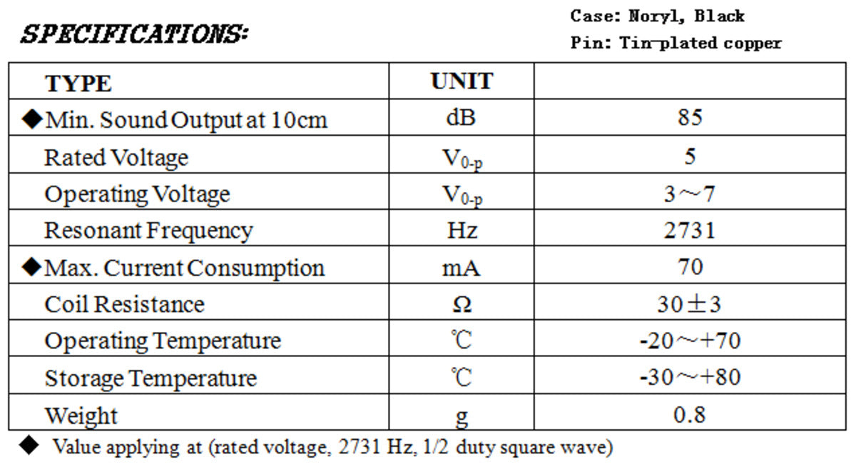 9mm Electromagnetic Buzzer: 30Ω, 3-7V, Side Opening