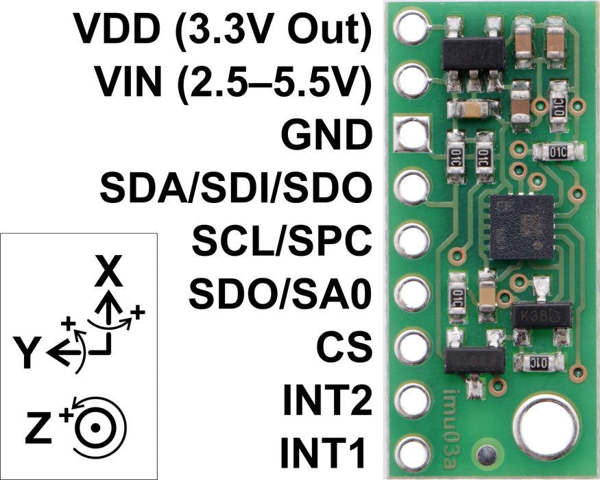 LSM6DS33 3D Accelerometer and Gyro Carrier with Voltage Regulator