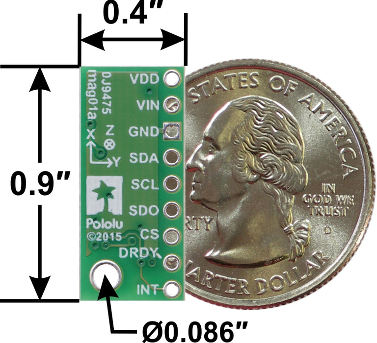LIS3MDL 3-Axis Magnetometer Carrier with Voltage Regulator