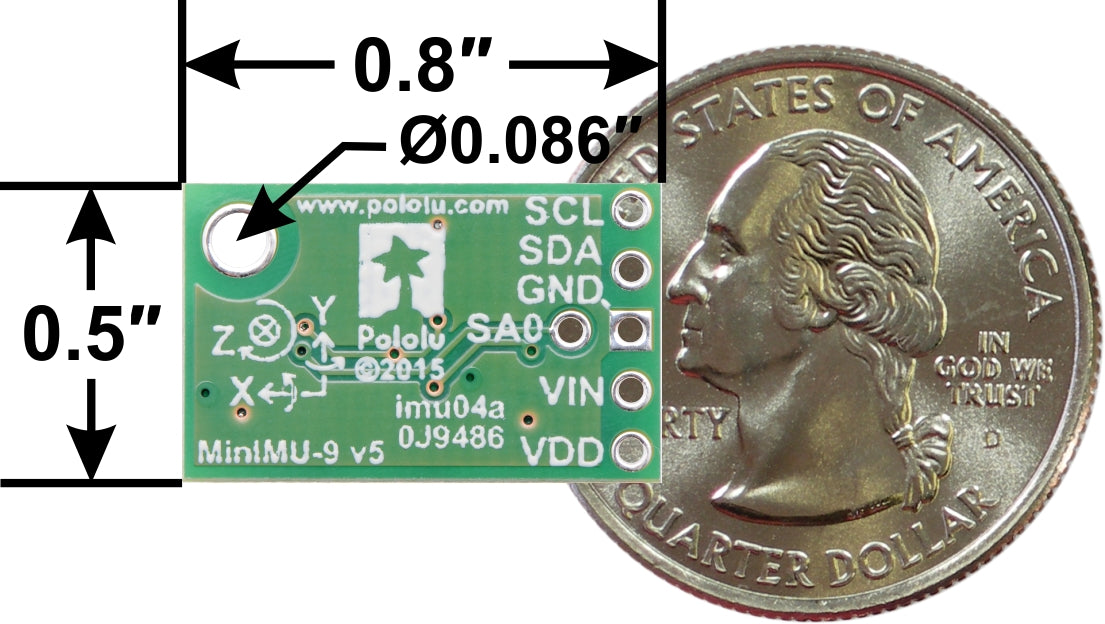 MinIMU-9 v5 Gyro, Accelerometer, and Compass (LSM6DS33 and LIS3MDL Carrier)