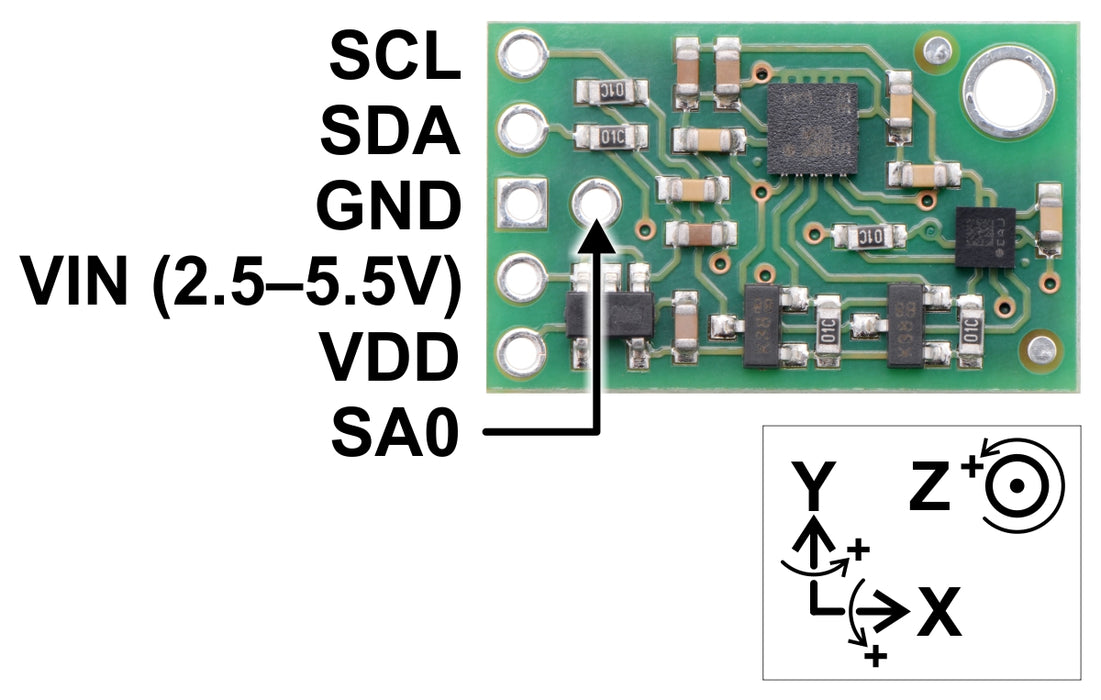 MinIMU-9 v5 Gyro, Accelerometer, and Compass (LSM6DS33 and LIS3MDL Carrier)