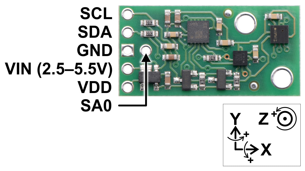 AltIMU-10 v5 Gyro, Accelerometer, Compass, and Altimeter (LSM6DS33, LIS3MDL, and LPS25H Carrier)